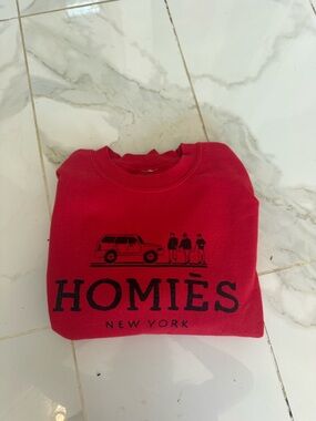 cropped red Homies sweater